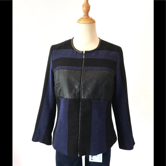 RACHEL Rachel Roy Jackets & Blazers - Rachel Roy Black Blue Jacket Zip Front